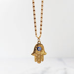 Collar Mano de Hamsa Azul